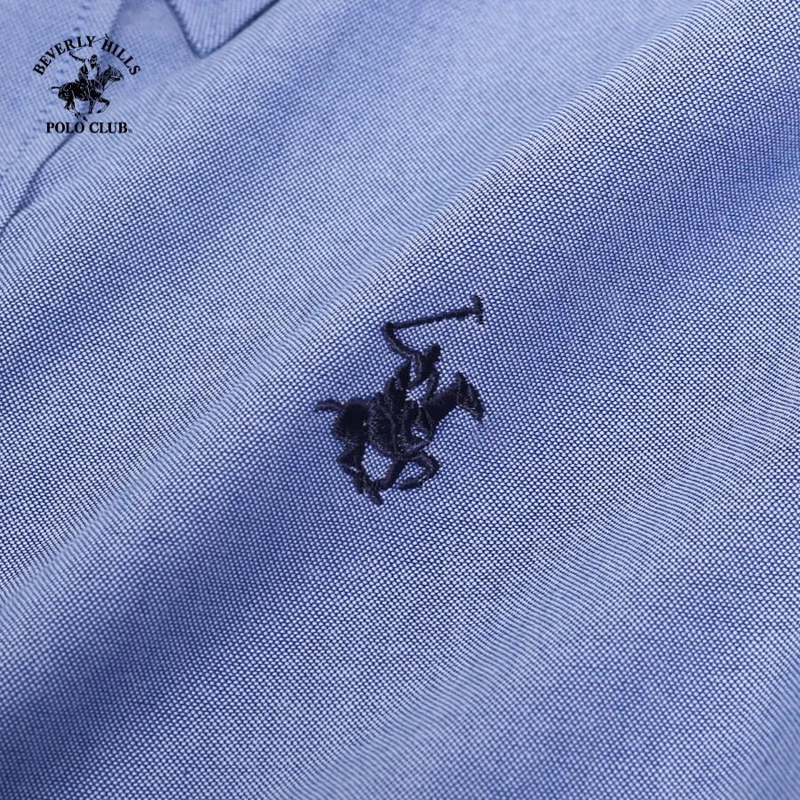 Ảnh Beverly Hills Polo Club-Áo sơ mi ngắn tay Nam Slim Fit Xanh dương Trơn-CMSSW23TL004 2