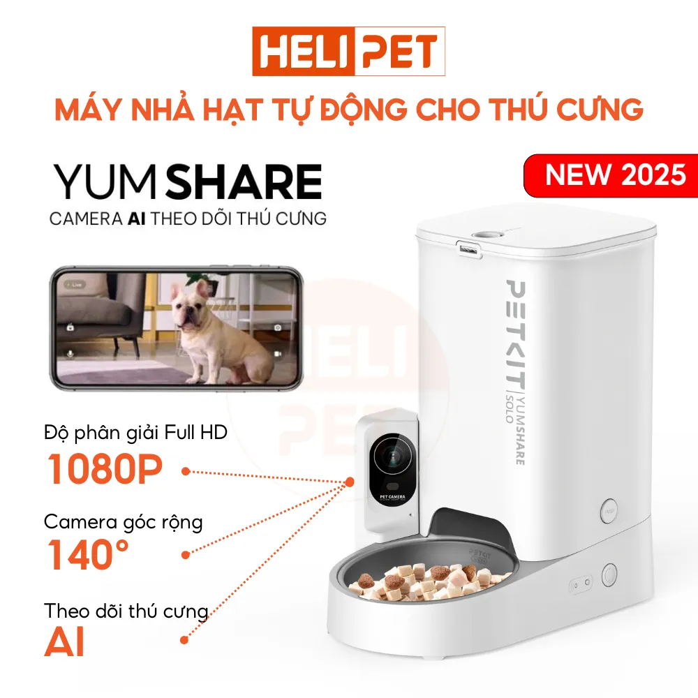 Ảnh [BH 12 Tháng] Máy Ăn, Máy Nhả Hạt Cho Chó Mèo Có Camera PETKIT Element Fresh Solo Dung Tích 3 Lít - HeLiPet 1
