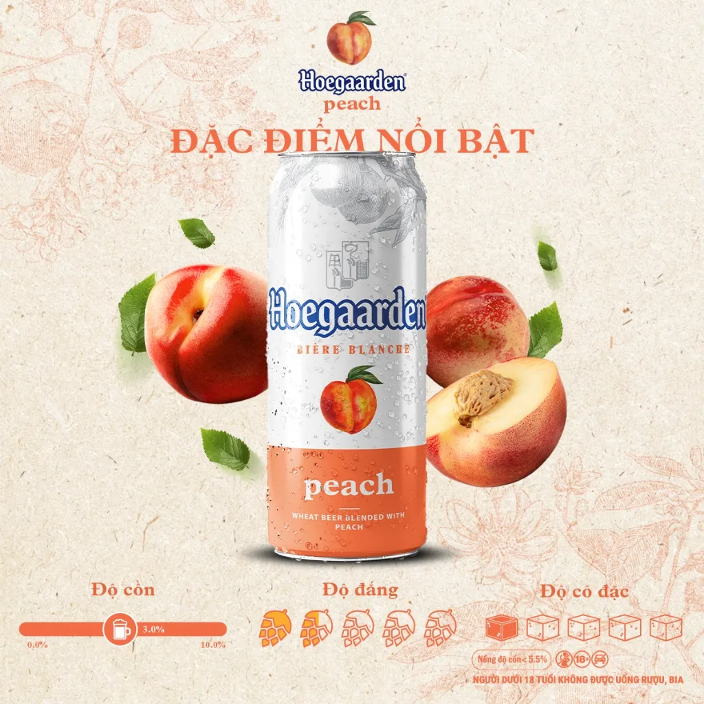 Ảnh Bia Bỉ Hoegaarden Peach Thùng 12 Lon (500ml/Lon) Chính Hiệu - Hương Vị Đào 1