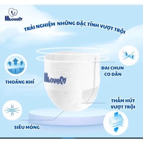 Ảnh Bỉm Tã Quần HLOVEM Mỏng Nhẹ, Thoáng Mát, Siêu Thấm Hút 50 Miếng Size M/L/XL/XXL/XXXL/4XL/5XL 2