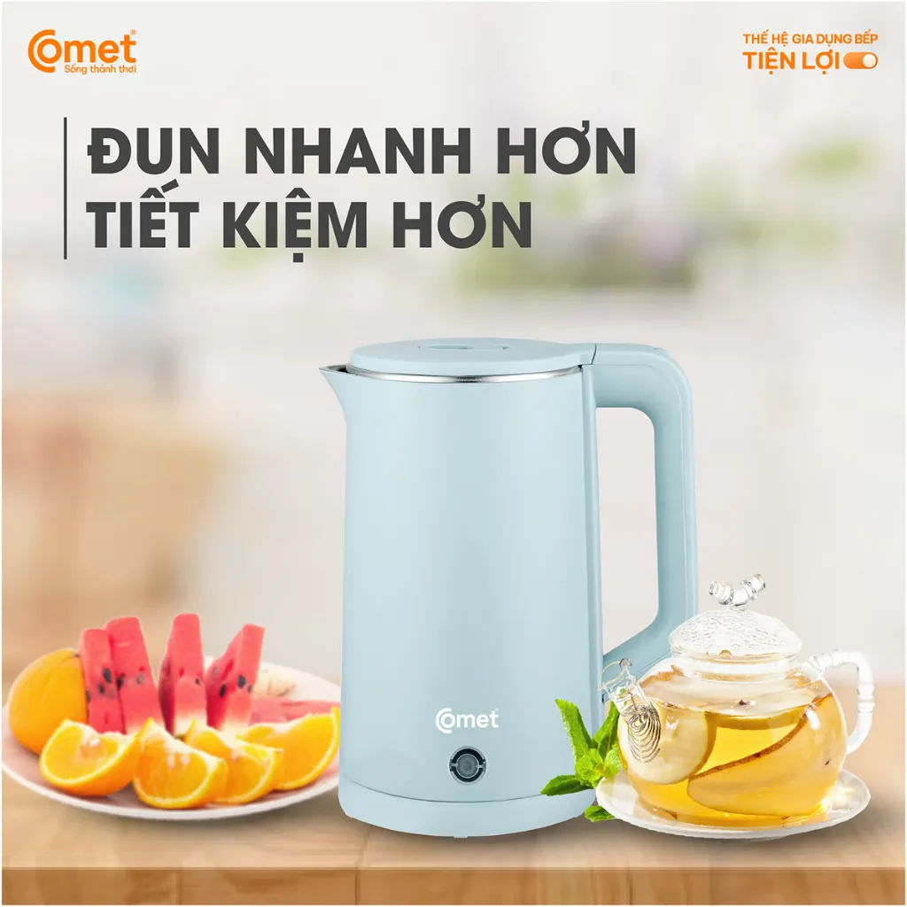 Ảnh Bình đun siêu tốc 2 lớp 1.8L màu xanh mint COMET - CM8226 1