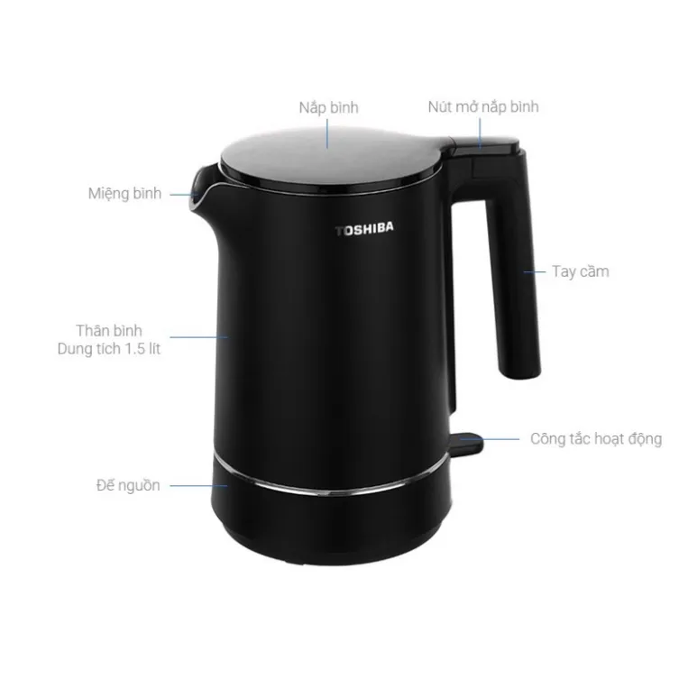 Ảnh Bình đun siêu tốc Toshiba KT-15DS1NV - 1.5L - Inox 304 - Hàng chính hãng, bảo hành 12 tháng, chất lượng Nhật Bản 1