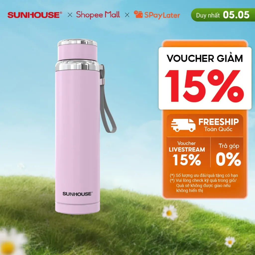 Ảnh Bình giữ nhiệt Flexi 720 ml Sunhouse KS-TU720 - Inox 304 - Giữ nóng & lạnh tới 6h - Quai xách mềm tiện lợi 2