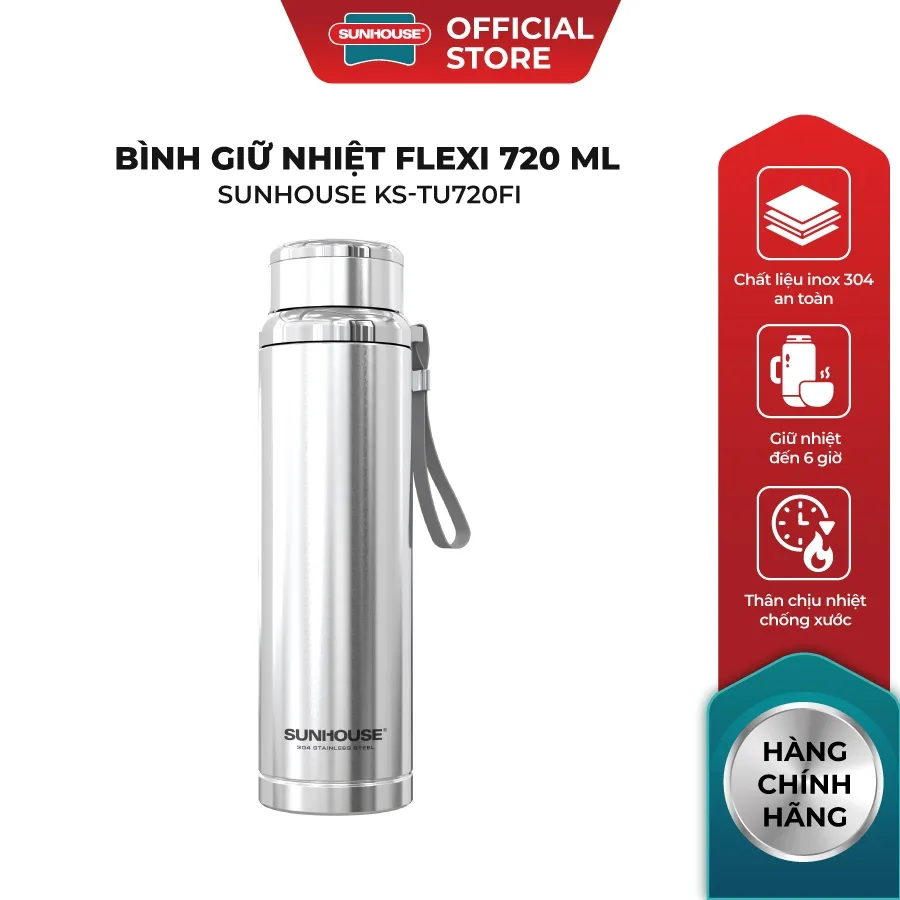 Ảnh Bình giữ nhiệt Flexi 720 ml Sunhouse KS-TU720 - Inox 304 - Giữ nóng & lạnh tới 6h - Quai xách mềm tiện lợi 3