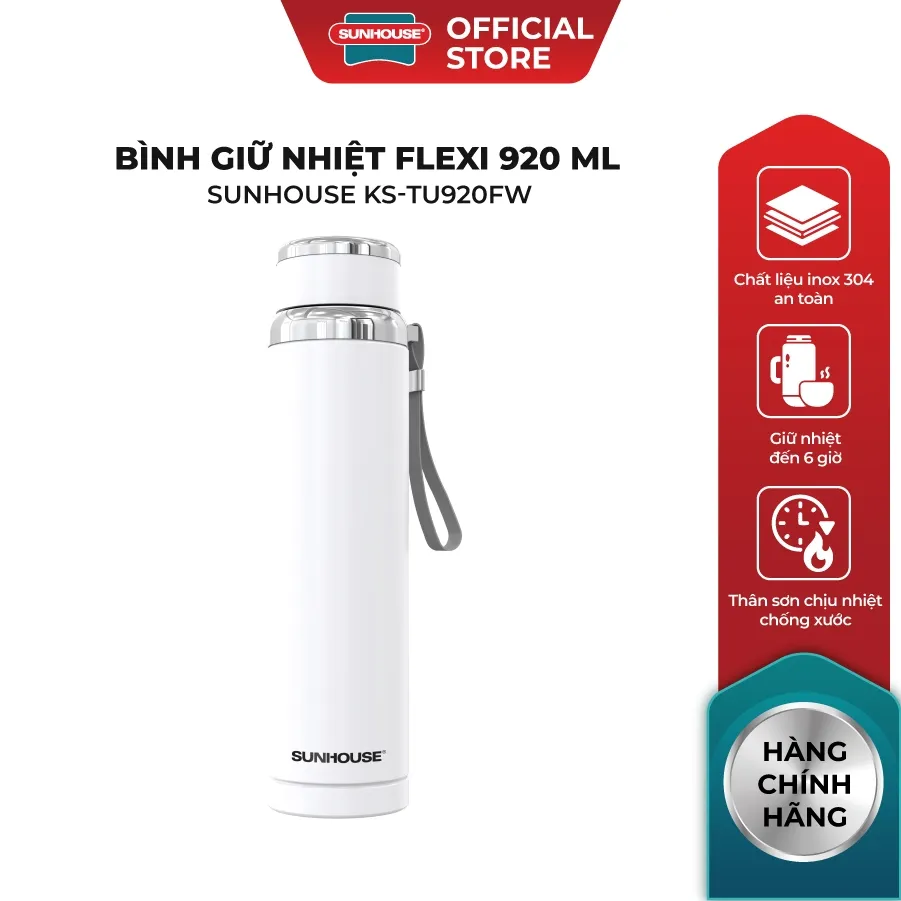 Ảnh Bình giữ nhiệt Flexi Sunhouse 920 ml Sunhouse KS-TU920 -Inox 304 - Giữ nóng & lạnh tới 6h - Quai xách mềm tiện lợi 2