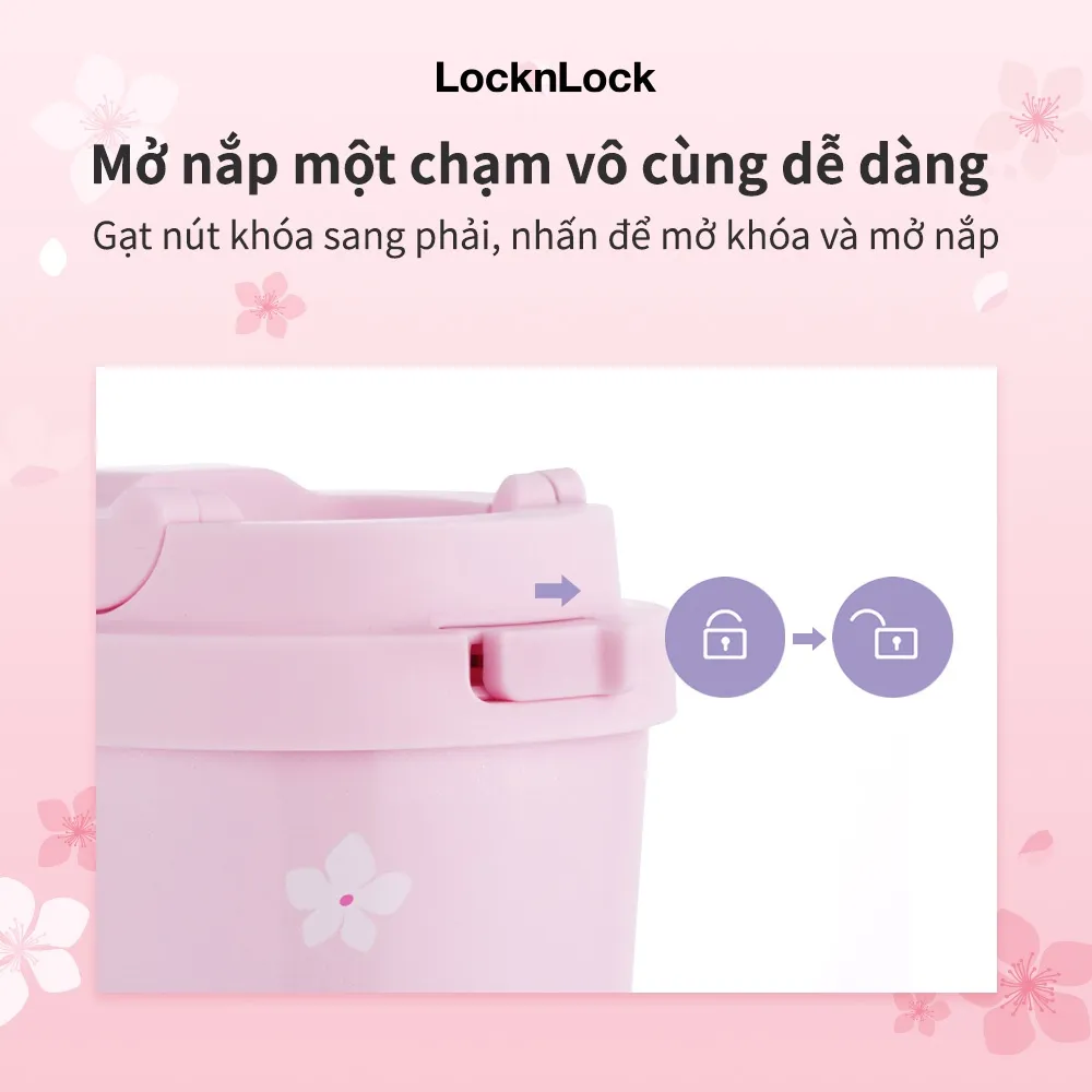 Ảnh Bình giữ nhiệt Lock&Lock Energetic one-touch tumbler 550ml và 400ml LHC3249 (phiên bản Peach Blossom) 3