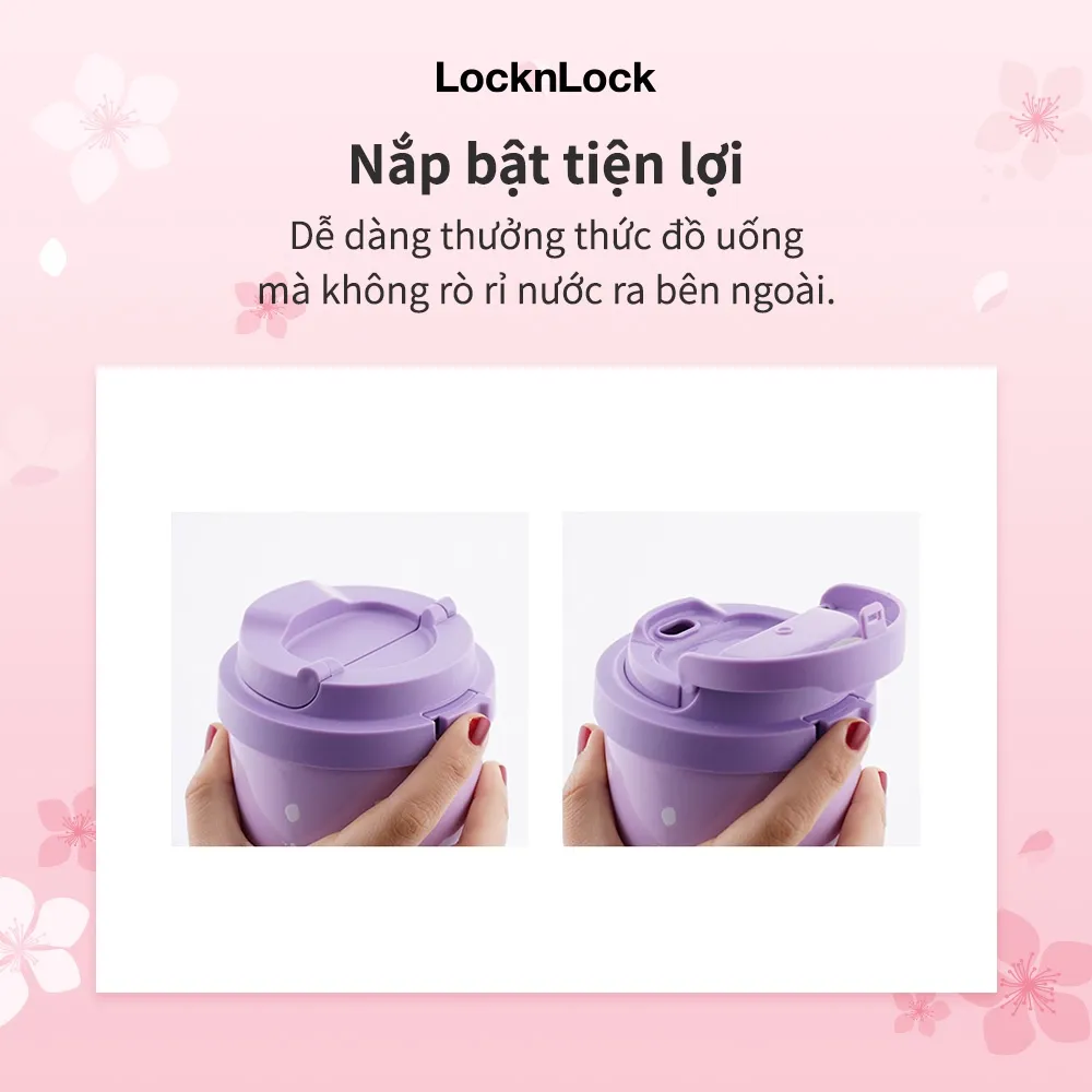 Ảnh Bình giữ nhiệt Lock&Lock Energetic one-touch tumbler 550ml và 400ml LHC3249 (phiên bản Peach Blossom) 4