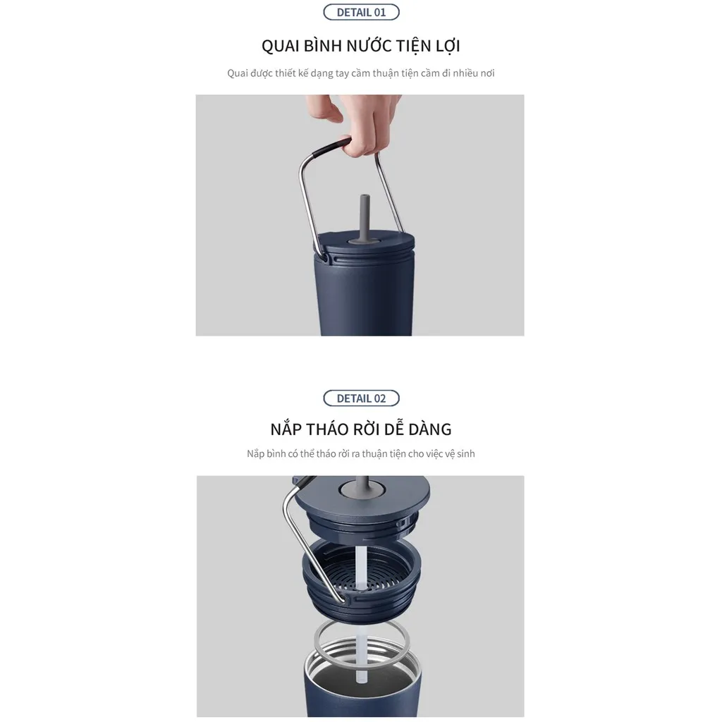 Ảnh Bình giữ nhiệt Lock&Lock Bucket Tumbler W/Straw 540ml có ống hút LHC4268 (3 màu) 4