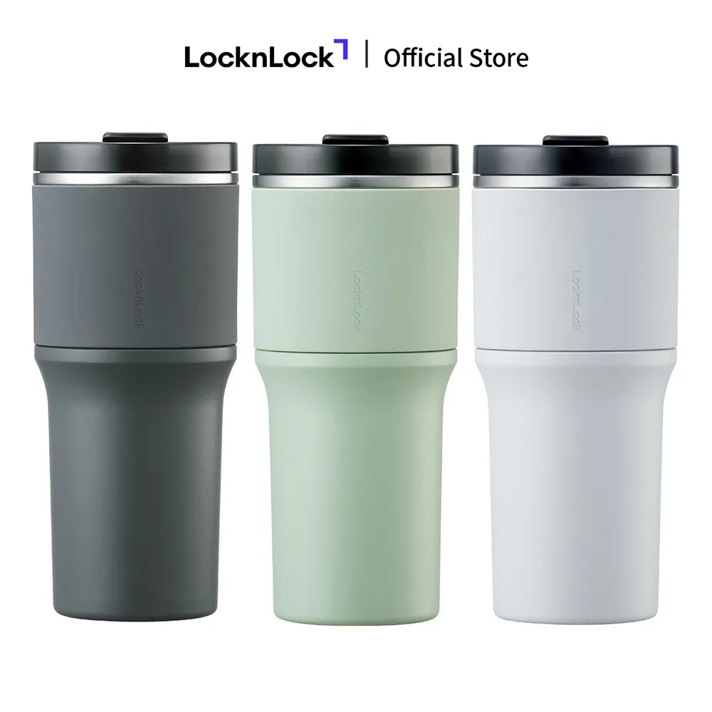 Ảnh Bình giữ nhiệt sơn tĩnh điện Lock&Lock Metro Drive 650ml kèm ống hút và cọ rửa - LHC4277S (3 màu) chống trơn trượt 2