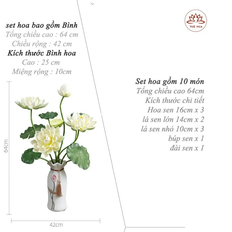 Ảnh Bình Hoa Sen Quan Âm Cao Cấp cao 64 cm - Tuệ Nga 4