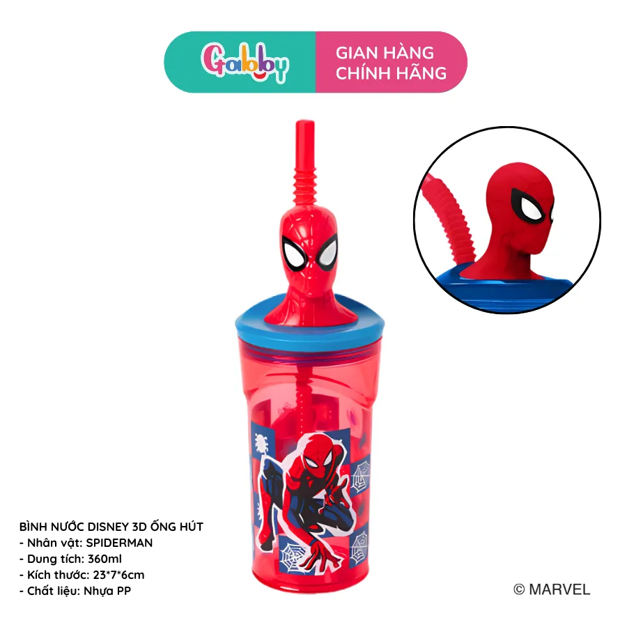Ảnh Bình Nước Nhựa Tritan Disney Hình Nhân Vật Siêu Anh Hùng Marvel Cho Bé 2