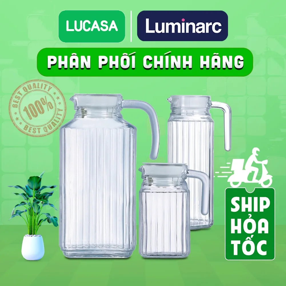 Bình Nước Thủy Tinh Luminarc Quadro Cao Cấp 0.5L - 1.7L | An Toàn, Sang Trọng & Chính Hãng