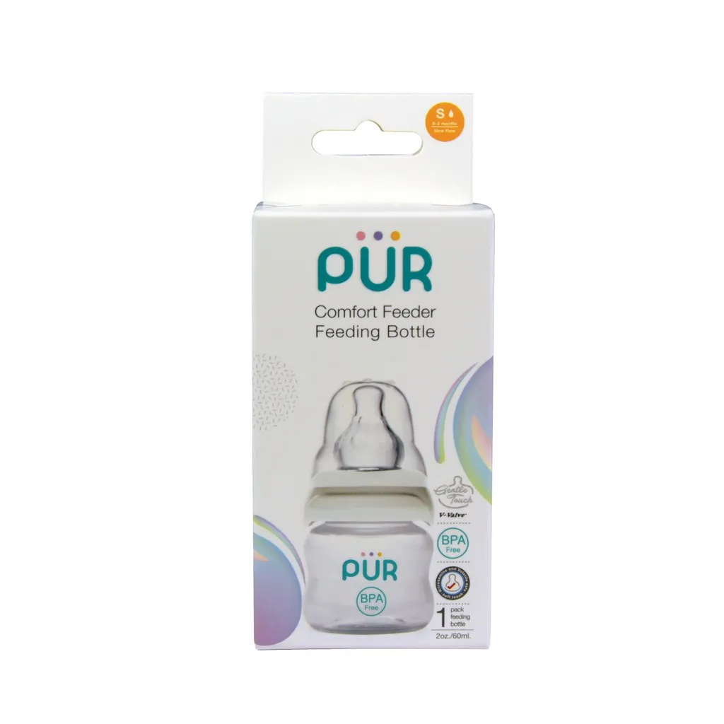 Ảnh Bình sữa cổ thường Pur - Comfort Feeder 60ml cho bé sơ sinh, có sẵn 1 núm size S trong bình 2