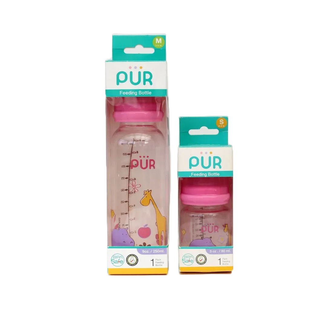 Ảnh Bình sữa cổ thường thân thon Feeding 250ml, có sẵn 1 núm size M trong bình 1
