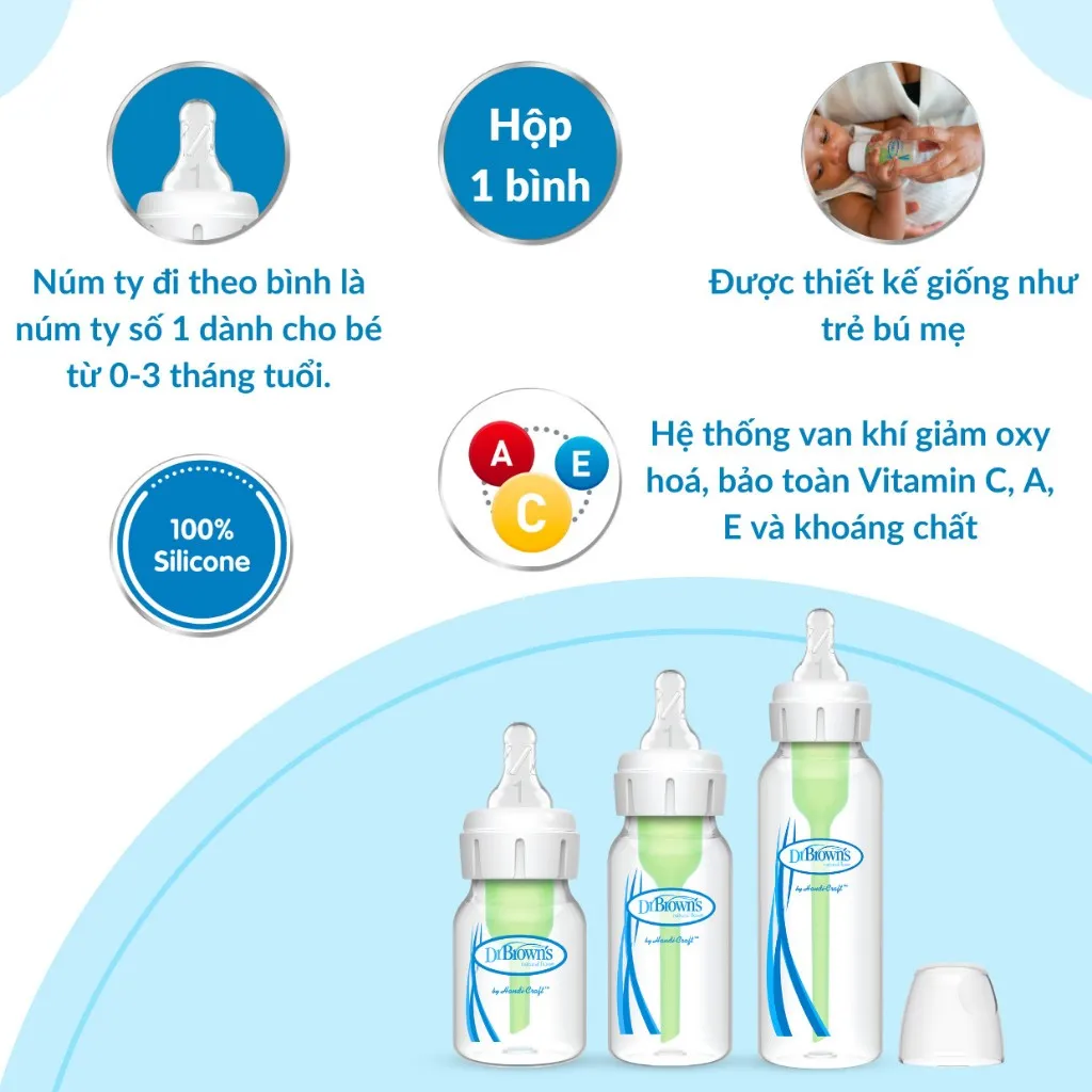 Ảnh Bình sữa Dr.Brown's cổ hẹp 120ml và 250ml nhựa PP Options Plus tách set 1