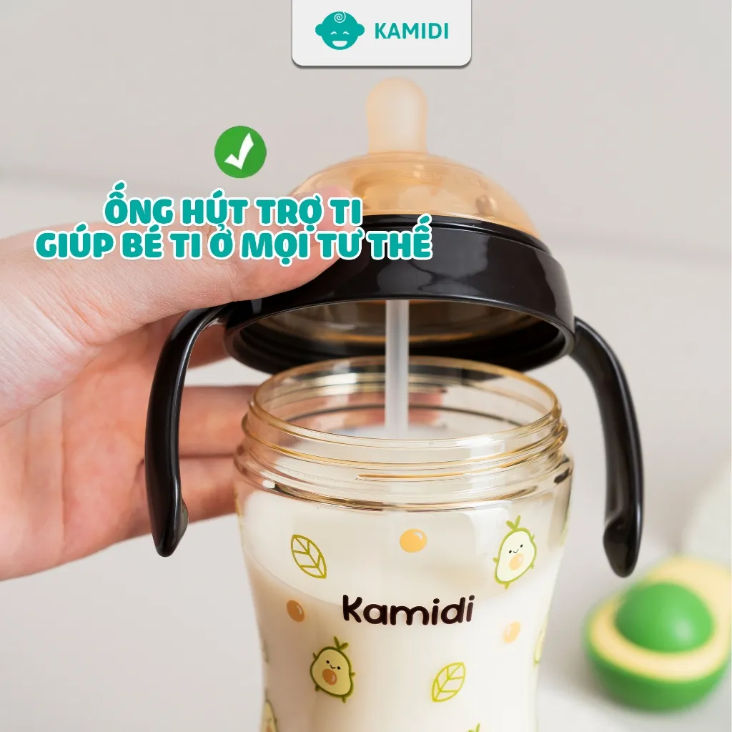 Ảnh Bình Sữa Kamidi Chất Liệu PPSU Họa Tiết Bơ Dung Tích 210ml/300ml 3