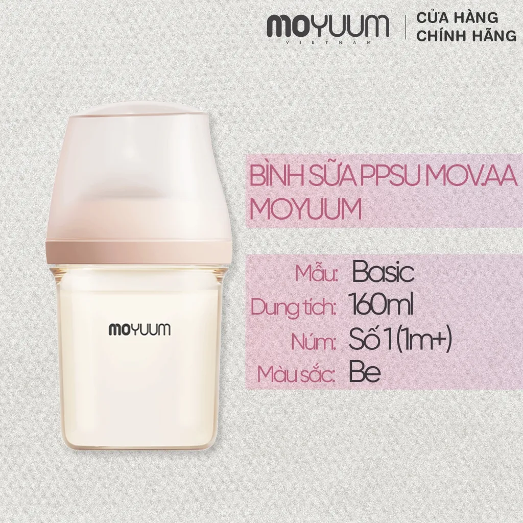 Ảnh Bình sữa Moyuum PPSU Mov.aa - 160ml - Bản trơn 1