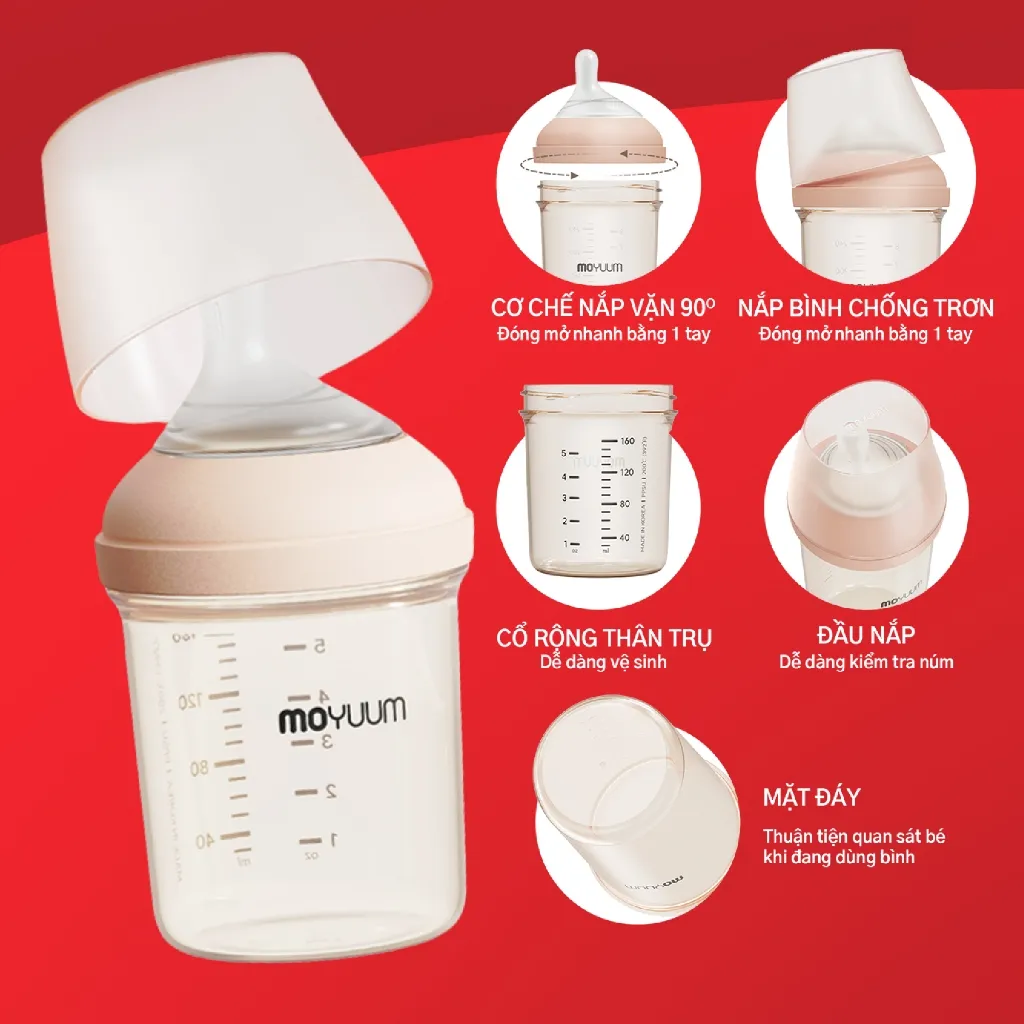 Ảnh Bình sữa Moyuum PPSU Mov.aa - 160ml - Bản trơn 3