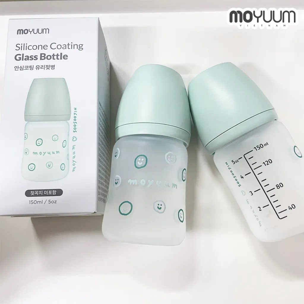 Ảnh Bình Sữa Moyuum Thuỷ Tinh Tráng Silicone ( 150ml/240ml ) 4