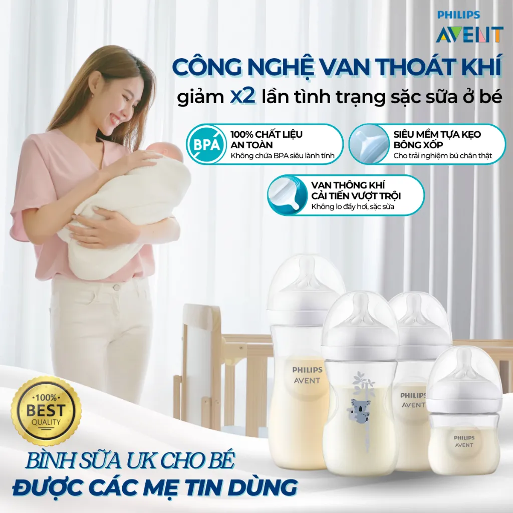 Ảnh Bình Sữa Philips Avent Natural Cho Bé, Bình Sữa Mô Phỏng Tự Nhiên Mới, Chống Đầy Hơi Sặc Sữa 330ml 2