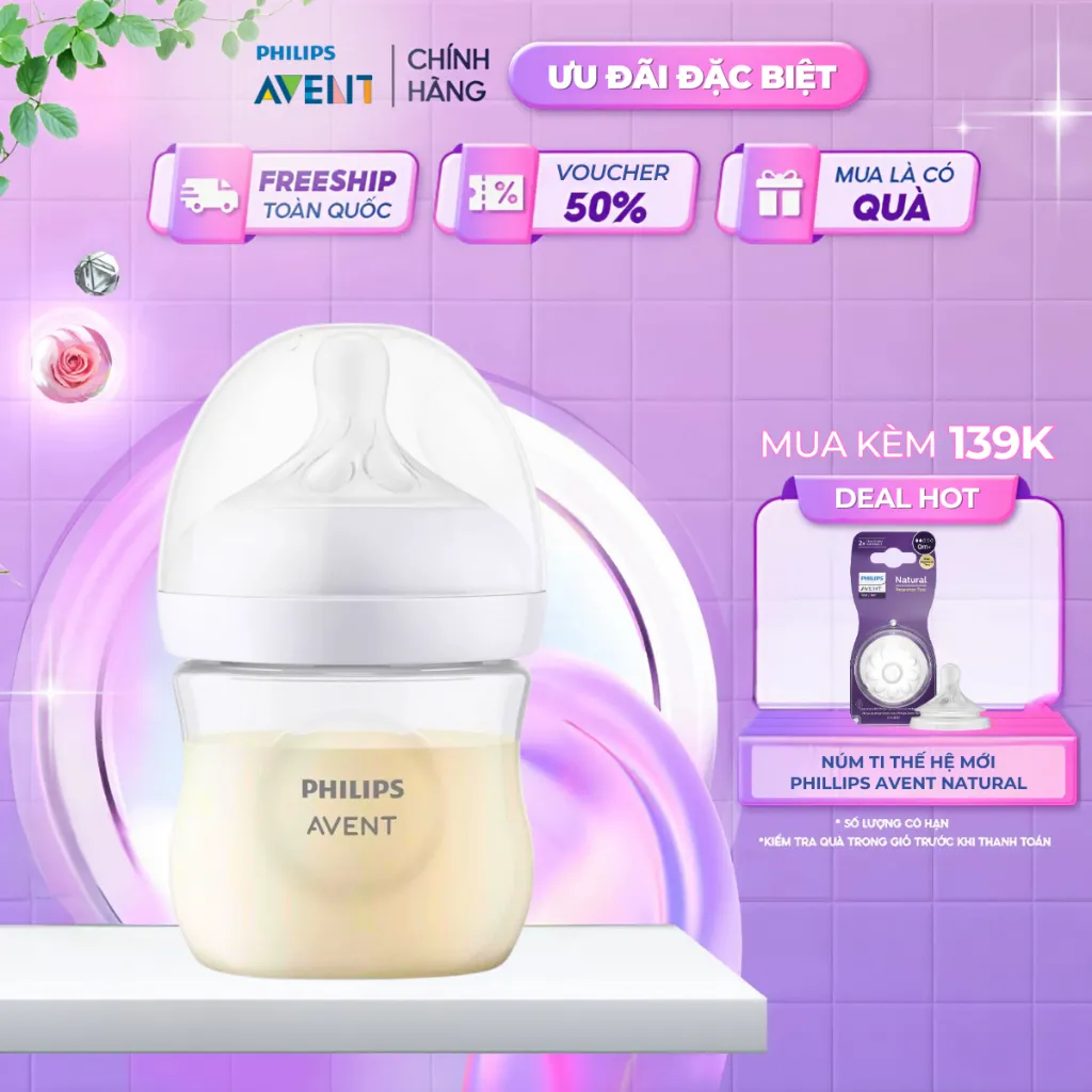 Bình Sữa Philips Avent Natural 125ml Chống Đầy Hơi, Sặc Sữa - Đánh Giá