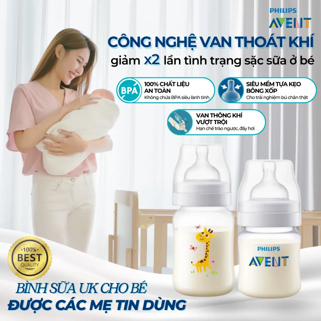 Ảnh Bình Sữa Philips Avent Shrink Wrap Classic Cho Bé Cổ Rộng Natural An Toàn, Chống Đầy Hơi Sặc Sữa 1