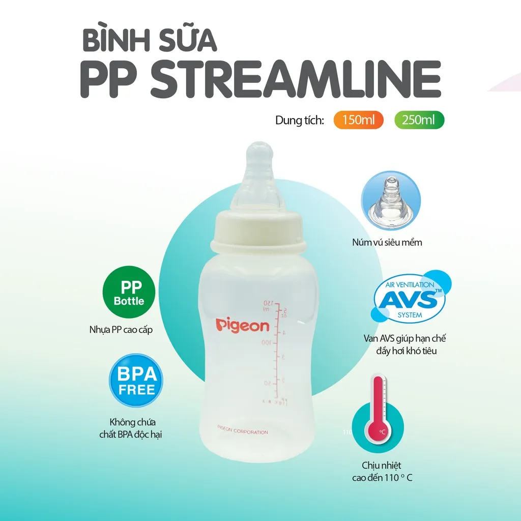 Ảnh Bình sữa PP Streamline Pigeon 150ml/ 250ml 3
