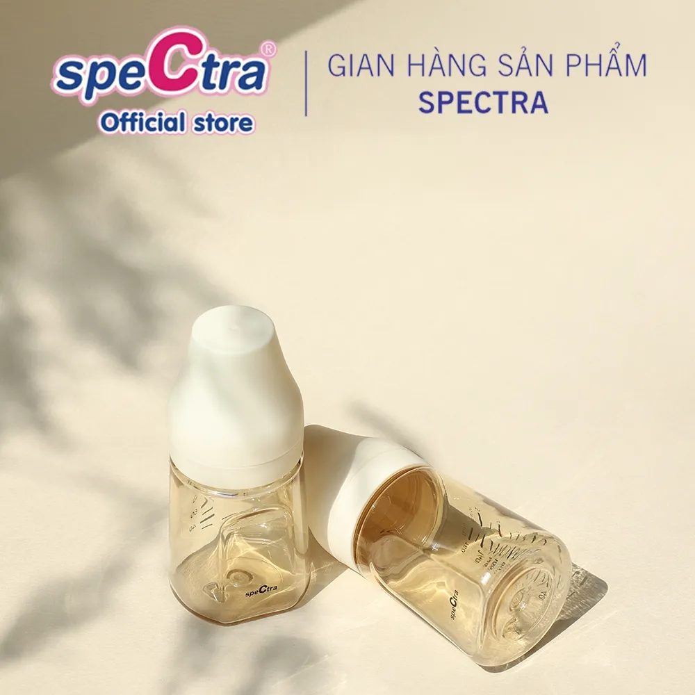 Ảnh Bình sữa PPSU cổ rộng Spectra 160ml núm ti size S (màu vàng gold) 4
