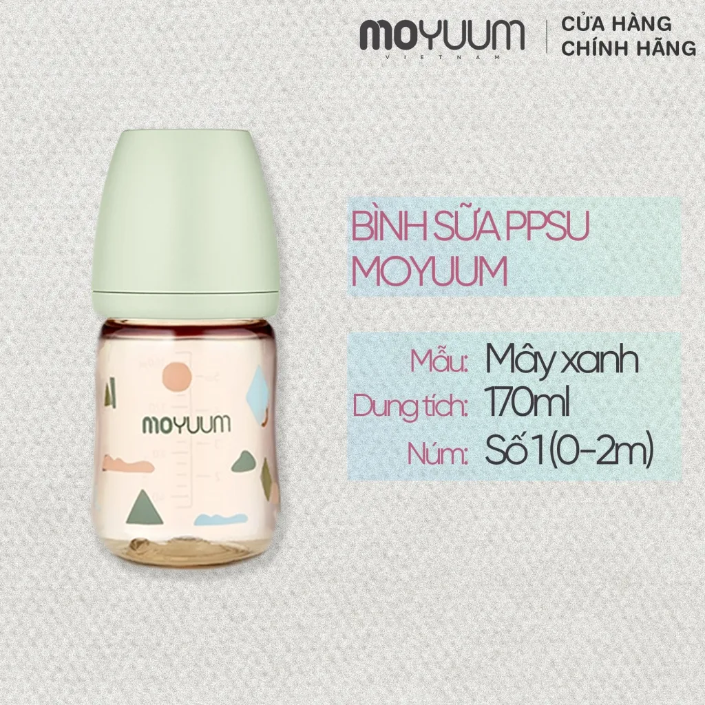 Ảnh Bình sữa PPSU Moyuum - Mây xanh - 170ml - Kèm núm 1 1