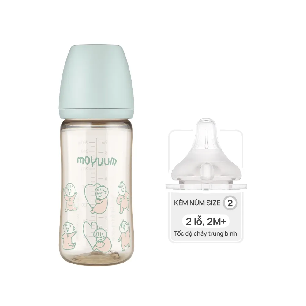 Ảnh Bình sữa PPSU Moyuum - Ogu xanh - 270ml - Kèm núm 2 3
