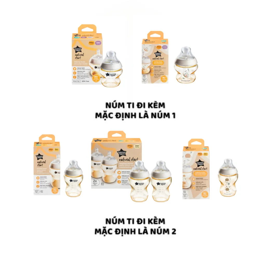 Ảnh Bình Sữa PPSU Ty Siêu Mềm Tự Nhiên Tommee Tippee Natural Start 150ml, 260ml Cho Bé Từ Sơ Sinh 2