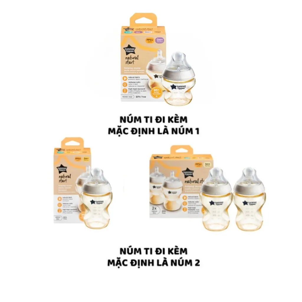 Ảnh Bình Sữa PPSU Ty Siêu Mềm Tự Nhiên Tommee Tippee Natural Start 150ml, Núm Ty Của Bình 0-3 Tháng 2