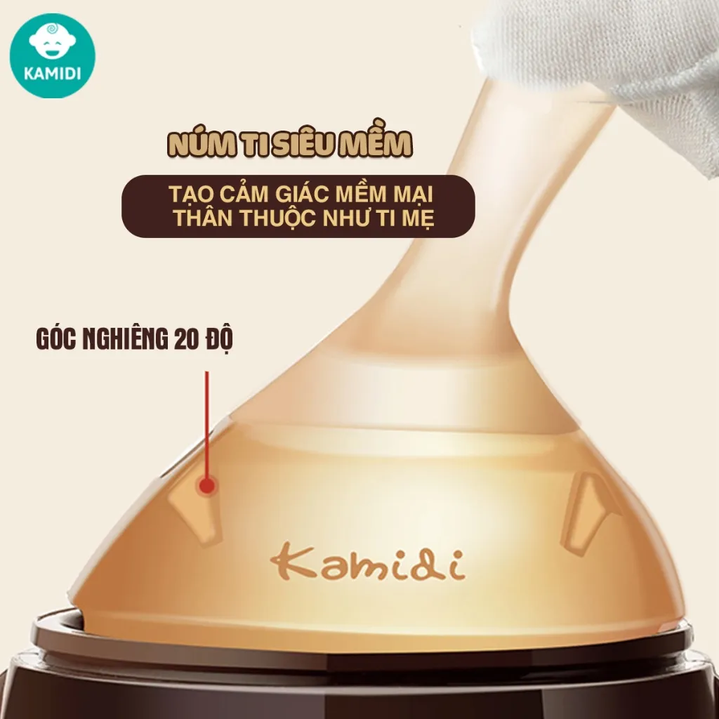 Ảnh Bình Sữa Sơ Sinh Silicone Kamidi Baby Quai Tròn Dung Tích 150ml Dành Cho Bé Newborn 4