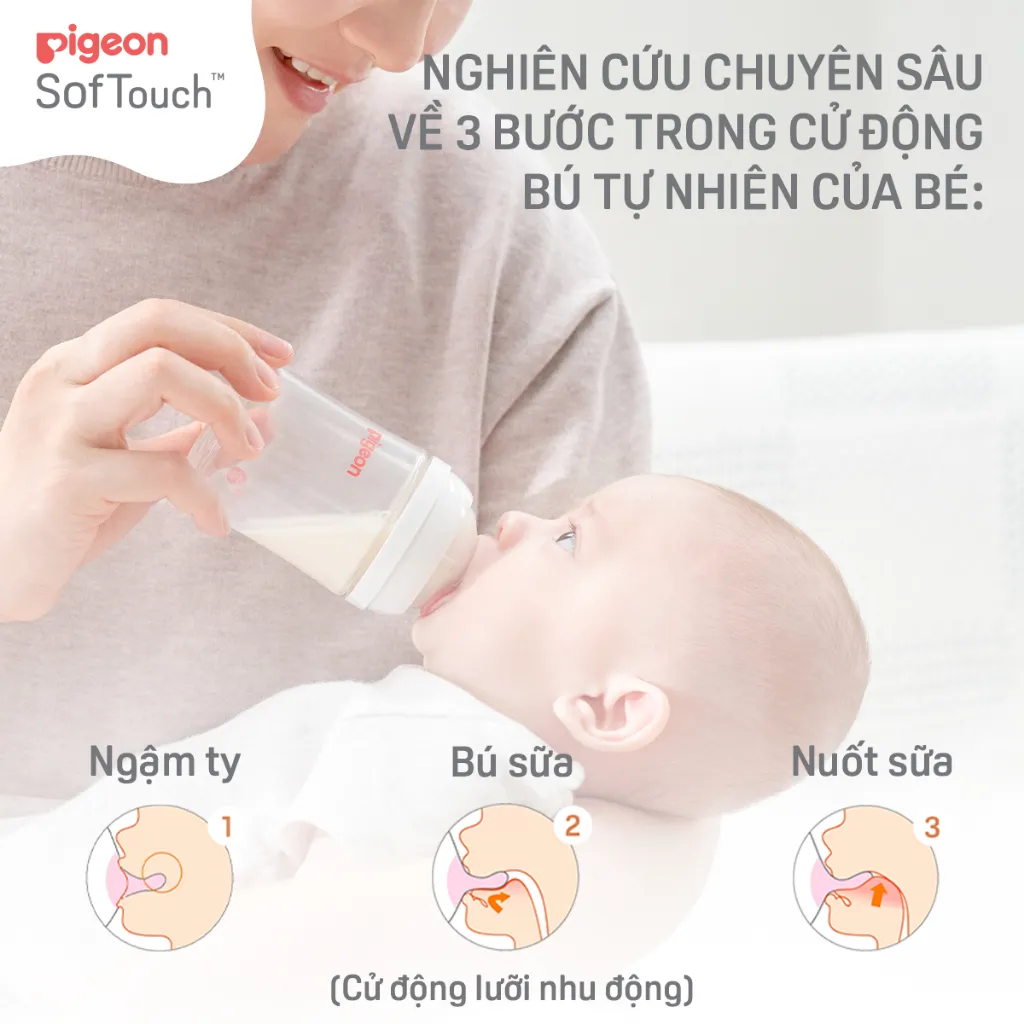 Ảnh Bình sữa Thuỷ Tinh cổ rộng Pigeon Softouch Baby Friend World 160ml/240ml 3