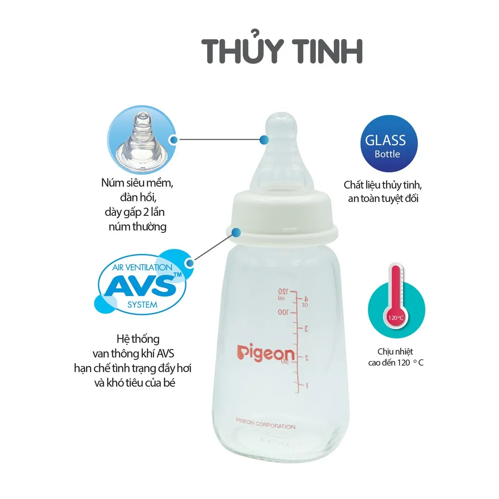 Ảnh Bình Sữa Thủy Tinh Pigeon 120ml/240ml 1
