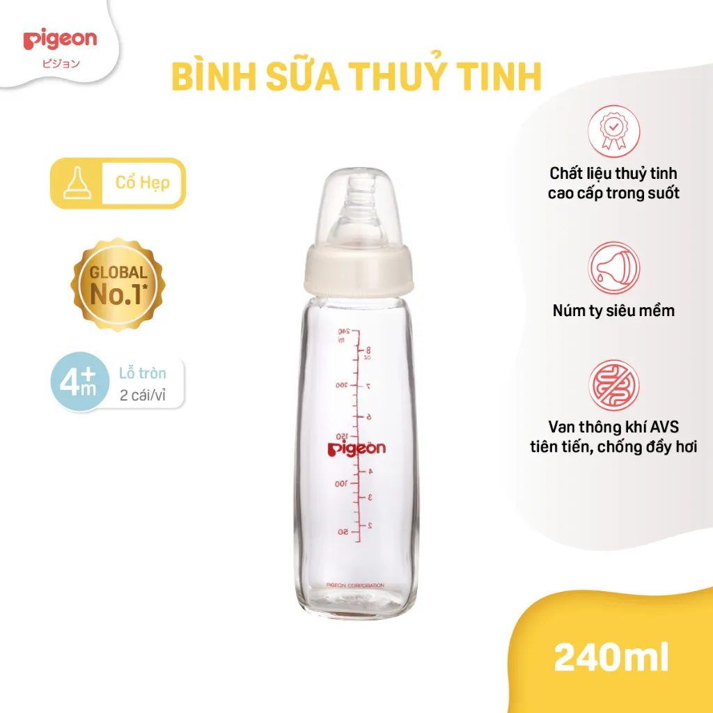 Ảnh Bình Sữa Thủy Tinh Pigeon 120ml/240ml 2