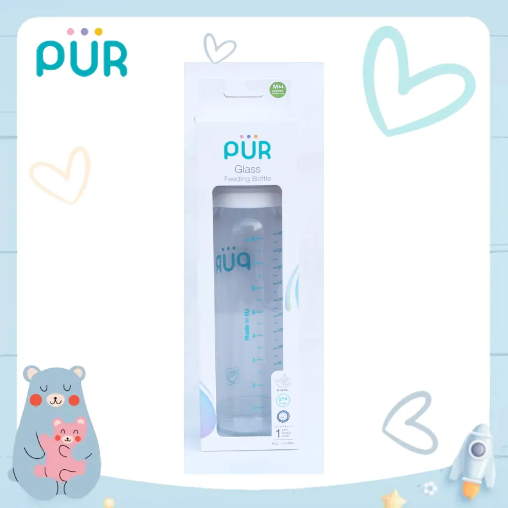 Ảnh Bình sữa thủy tinh PUR 240ml, có sẵn 1 núm Comfort size L trong bình 2