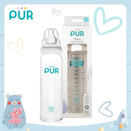 Ảnh Bình sữa thủy tinh PUR 240ml, có sẵn 1 núm Comfort size L trong bình 3