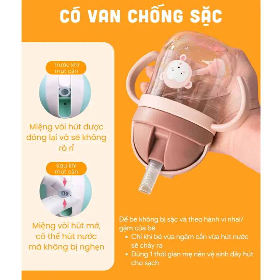 Ảnh Bình tập uống nước cho bé BioGaia dung tích 250ml, ống hút silicon mềm, có van chống sặc 2
