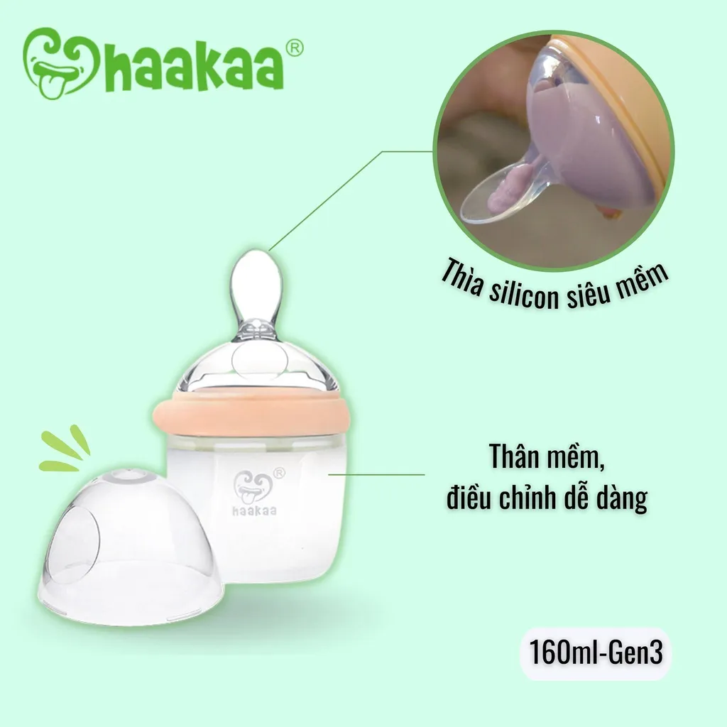 Ảnh Bình thìa ăn dặm cao cấp cho bé Gen.3 Haakaa, New Zealand. Không chứa BPA, PVC và phthalate 1