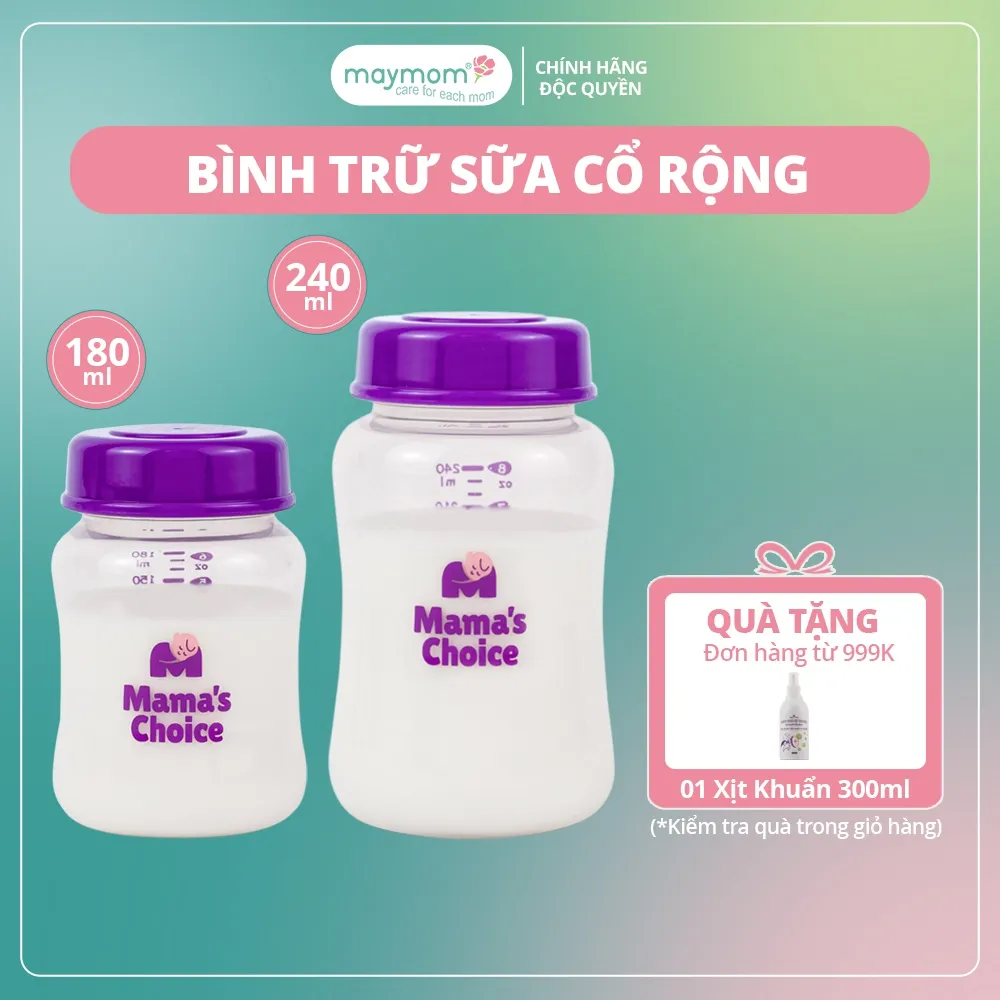 Bình Trữ Sữa Cổ Rộng Mama's Choice: Tương Thích Spectra, Avent, Fatz, An Toàn Không BPA