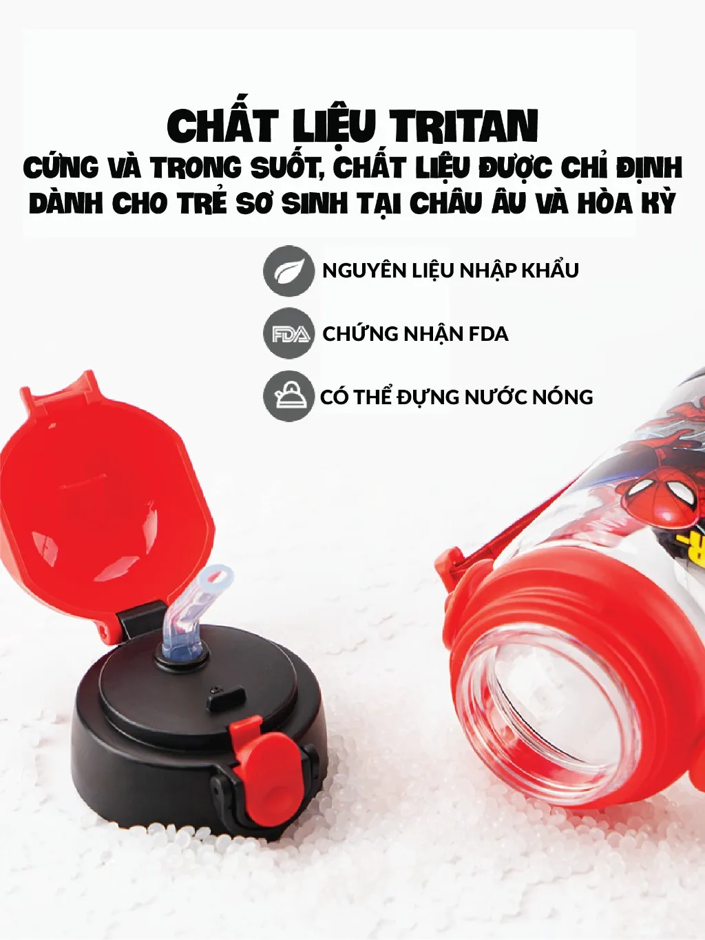 Ảnh Bình uống nước cho bé 1989KIDS chất liệu tritan an toàn cho bé,Bình nước siêu nhân elsa cho trẻ em 2 nắp tiện lợi 3