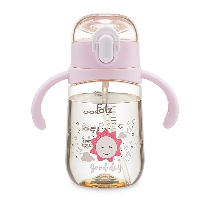 Ảnh Bình uống nước PPSU bật hút 2 tay cầm với phao 360 độ 250ml Fatzbaby FB0298BT (Màu hồng, màu xanh) 2