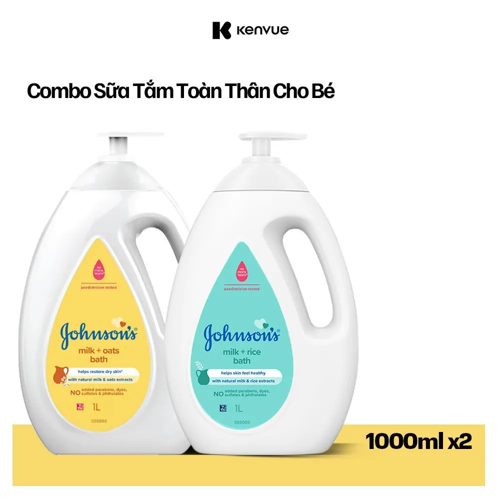 Ảnh Bộ 2 chai Sữa tắm Johnson's Baby chứa sữa gạo & yến mạch 1000ml 1