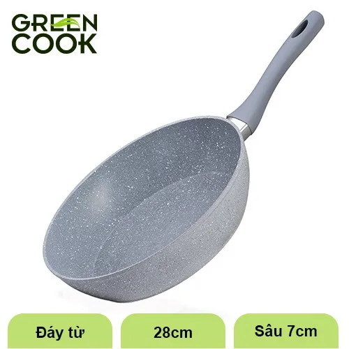 Ảnh Bộ 2 chảo chống dính PFOA free đáy từ vân đá Green Cook GCP02 4
