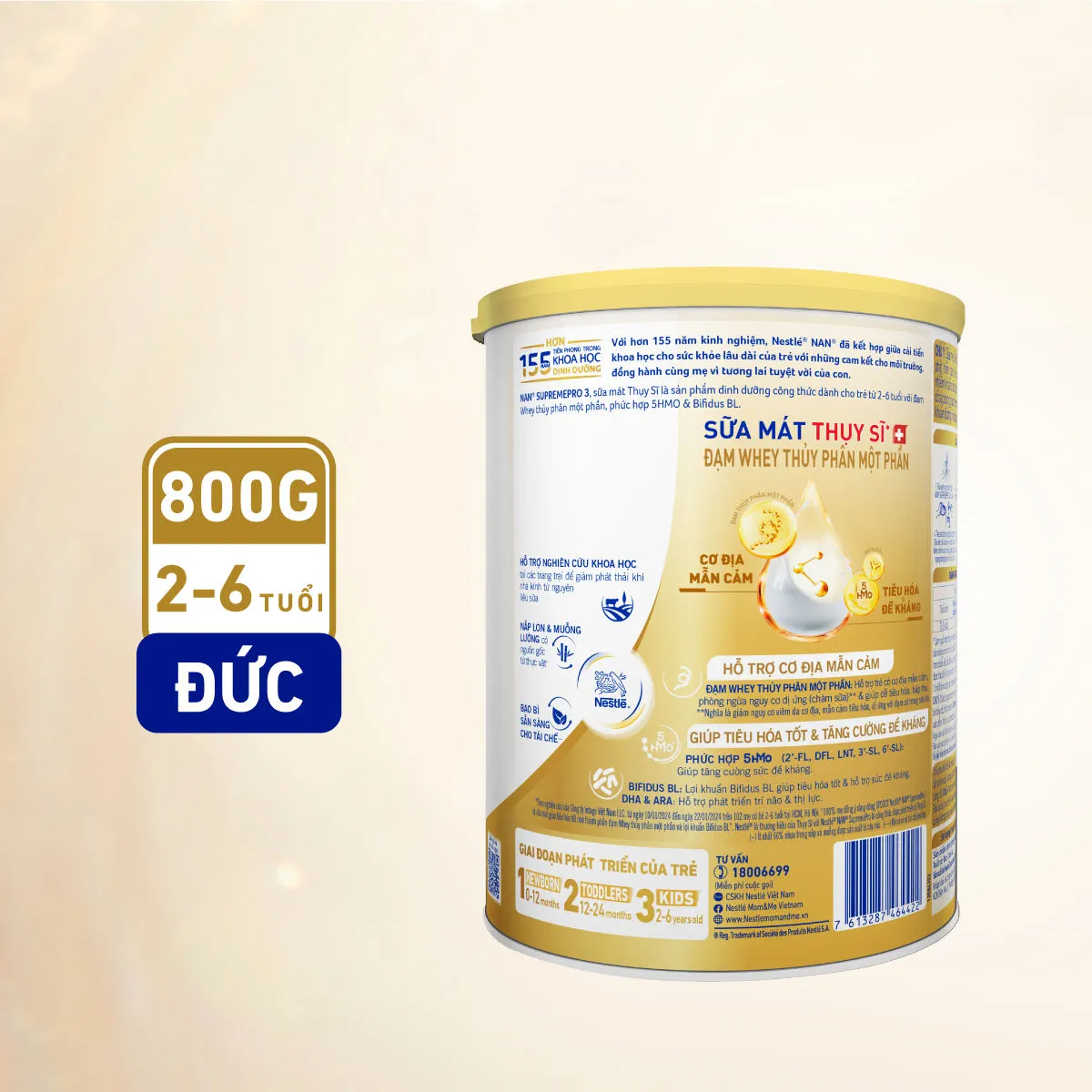 Ảnh Bộ 2 Lon Sữa bột Nestlé NAN SUPREMEPRO 3 800g nhập khẩu Đức đạm Gentle Optipro ngừa mẫn cảm 4