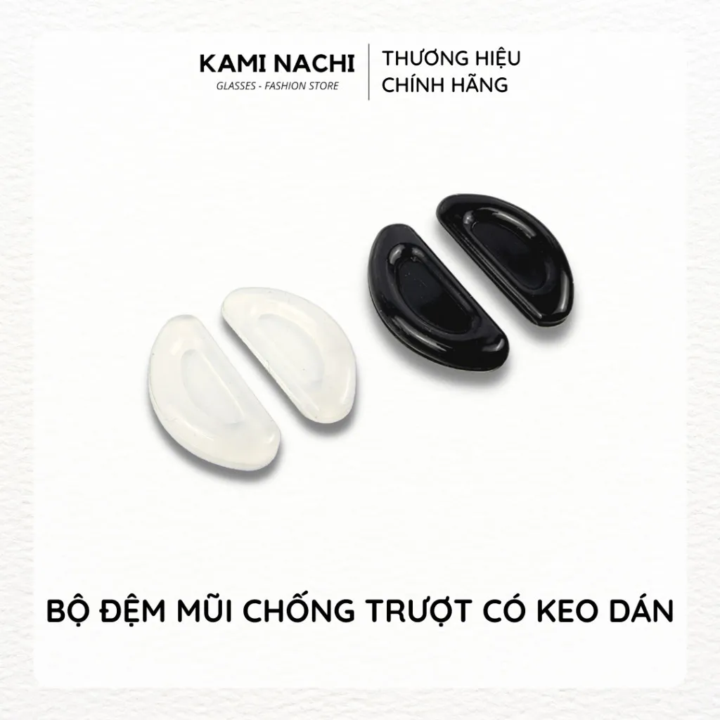 Ảnh Bộ 2 miếng đệm mũi silicon hình bán nguyệt có mặt dán keo cho mắt kính KAMI NACHI 3