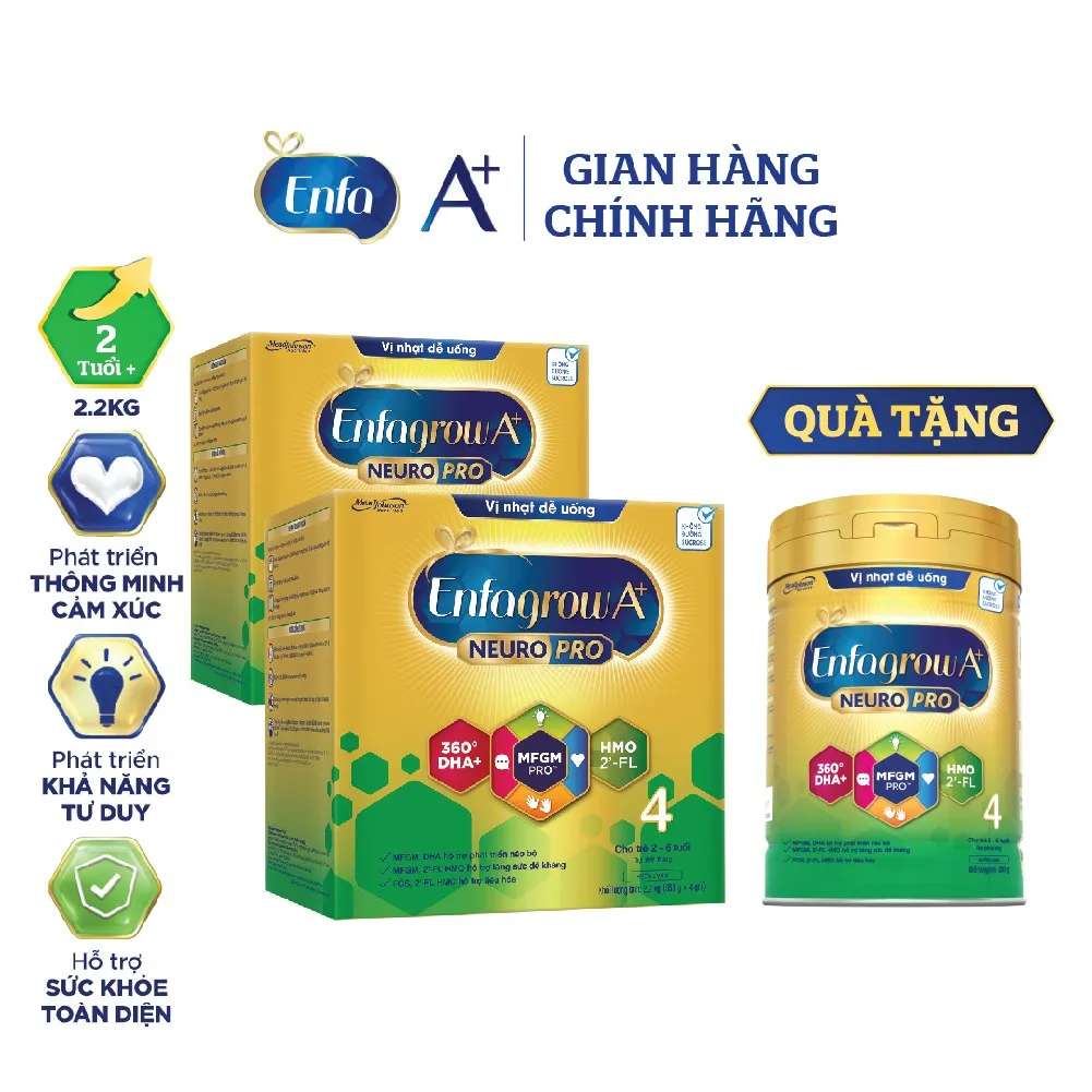 Ảnh Bộ 2 Sữa Bột Enfagrow A+ Neuropro 4 - FL HMO Vị Nhạt Dễ Uống -2.2kg/hộp 2