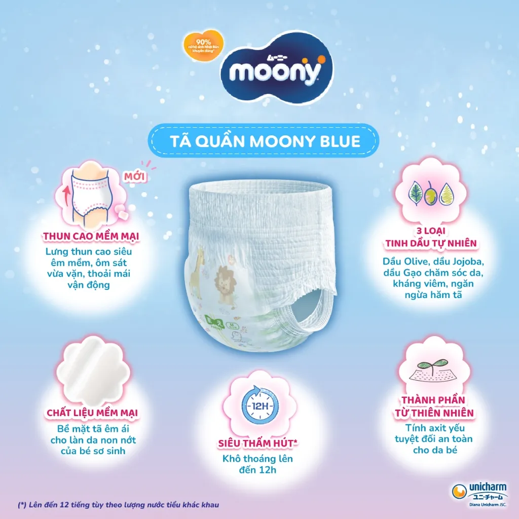 Ảnh Bộ 2 Tã quần cao cấp Moony Bé Trai L44/XL38/XXL26/XXXL14 - Nhập khẩu Nhật Bản 4