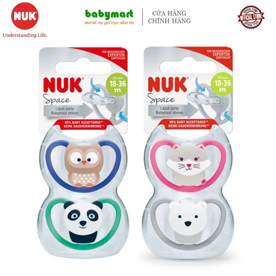 Ảnh Bộ 2 ti giả Silicone Nuk Space S1/S2/S3 1